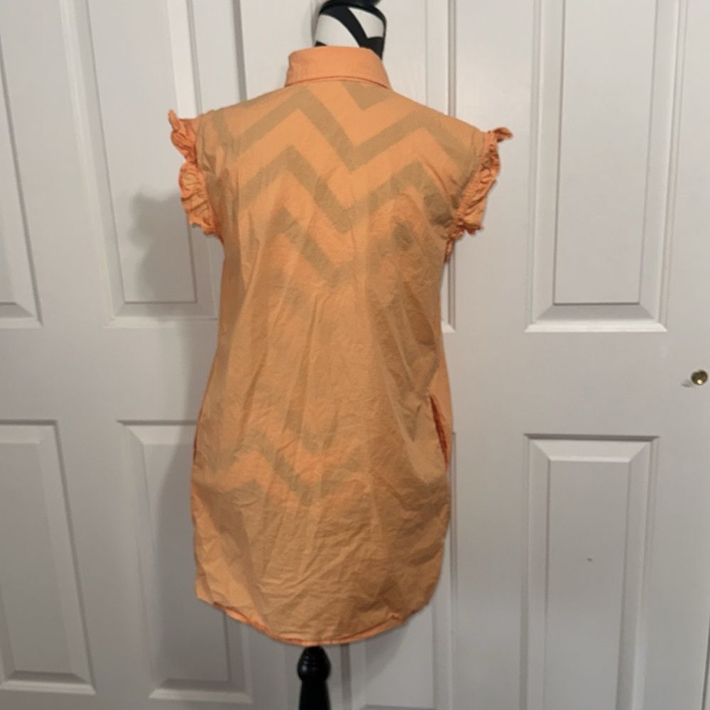 AVARA Orange Ruffled Sleeveless Button-Up Dress - Picture 3 of 6